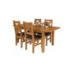 Country Oak 180cm Extending Oak Table and 4 Windermere Brown Leather Seat Chair Set - 5