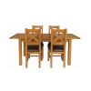 Country Oak 180cm Extending Oak Table and 4 Windermere Brown Leather Seat Chair Set - 6