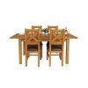 Country Oak 180cm Extending Oak Table and 4 Windermere Brown Leather Seat Chair Set - 7