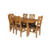 Country Oak 180cm Extending Oak Table and 6 Windermere Brown Leather Seat Chair Set - 2