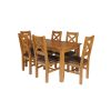 Country Oak 180cm Extending Oak Table and 6 Windermere Brown Leather Seat Chair Set - 5