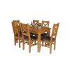 Country Oak 180cm Extending Oak Table and 6 Windermere Brown Leather Seat Chair Set - 6