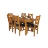 Country Oak 180cm Extending Oak Table and 6 Windermere Brown Leather Seat Chair Set - 7