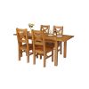 Country Oak 180cm Extending Oak Table and 4 Windermere Timber Seat Chair Set - 4