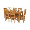 Country Oak 180cm Extending Oak Table and 6 Windermere Timber Seat Chair Set - 6
