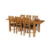 Country Oak 230cm Extending Oak Table and 6 Grasmere Brown Leather Seat Chair Set - SPRING SALE - 2