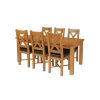 Country Oak 230cm Extending Oak Table and 6 Grasmere Brown Leather Seat Chair Set - SPRING SALE - 3