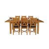 Country Oak 230cm Extending Oak Table and 6 Grasmere Brown Leather Seat Chair Set - SPRING SALE - 4