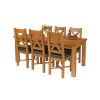 Country Oak 230cm Extending Oak Table and 6 Grasmere Brown Leather Seat Chair Set - SPRING SALE - 6