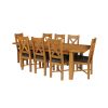 Country Oak 230cm Extending Oak Table and 8 Grasmere Brown Leather Seat Chair Set - SPRING SALE - 2