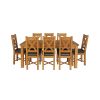 Country Oak 230cm Extending Oak Table and 8 Grasmere Brown Leather Seat Chair Set - SPRING SALE - 3