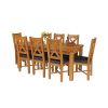 Country Oak 230cm Extending Oak Table and 8 Grasmere Brown Leather Seat Chair Set - SPRING SALE - 4