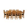 Country Oak 230cm Extending Oak Table and 8 Grasmere Brown Leather Seat Chair Set - SPRING SALE - 6