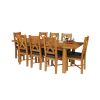 Country Oak 230cm Extending Oak Table and 8 Grasmere Brown Leather Seat Chair Set - SPRING SALE - 7