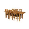 Country Oak 230cm Extending Oak Table and 8 Grasmere Brown Leather Seat Chair Set - SPRING SALE - 8