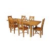Country Oak 230cm Extending Oak Table and 6 Grasmere Timber Seat Chair Set - 6