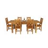 Country Oak 230cm Extending Oak Table and 6 Grasmere Timber Seat Chair Set - 7