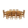 Country Oak 230cm Extending Oak Table and 8 Grasmere Timber Seat Chair Set - 3