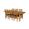 Country Oak 230cm Extending Oak Table and 6 Windermere Brown Leather Seat Chair Set - 2