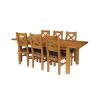 Country Oak 230cm Extending Oak Table and 6 Windermere Brown Leather Seat Chair Set - 2