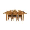 Country Oak 230cm Extending Oak Table and 6 Windermere Brown Leather Seat Chair Set - 3