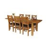 Country Oak 230cm Extending Oak Table and 6 Windermere Brown Leather Seat Chair Set - 4