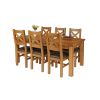 Country Oak 230cm Extending Oak Table and 6 Windermere Brown Leather Seat Chair Set - 5