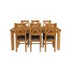 Country Oak 230cm Extending Oak Table and 6 Windermere Brown Leather Seat Chair Set - 7
