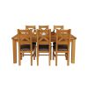 Country Oak 230cm Extending Oak Table and 6 Windermere Brown Leather Seat Chair Set - 8