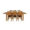 Country Oak 230cm Extending Oak Table and 6 Windermere Brown Leather Seat Chair Set - 9