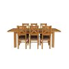 Country Oak 230cm Extending Oak Table and 6 Windermere Brown Leather Seat Chair Set - 9