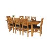 Country Oak 230cm Extending Oak Table and 8 Windermere Brown Leather Seat Chair Set - 2