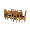 Country Oak 230cm Extending Oak Table and 8 Windermere Brown Leather Seat Chair Set - 3