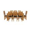 Country Oak 230cm Extending Oak Table and 8 Windermere Brown Leather Seat Chair Set - 4