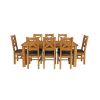 Country Oak 230cm Extending Oak Table and 8 Windermere Brown Leather Seat Chair Set - 4