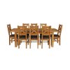 Country Oak 230cm Extending Oak Table and 8 Windermere Brown Leather Seat Chair Set - 5