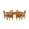 Country Oak 230cm Extending Oak Table and 6 Windermere Timber Seat Chair Set - 3