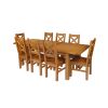 Country Oak 230cm Extending Oak Table and 8 Windermere Timber Seat Chair Set - 2