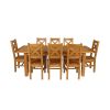 Country Oak 230cm Extending Oak Table and 8 Windermere Timber Seat Chair Set - 3