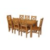 Country Oak 230cm Extending Oak Table and 8 Windermere Timber Seat Chair Set - 4