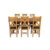 Country Oak 230cm Cross Leg Oval Table and 6 Grasmere Brown Leather Chairs - 3
