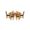 Country Oak 230cm Cross Leg Oval Table and 6 Grasmere Brown Leather Chairs - 4