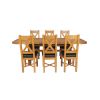 Country Oak 230cm Cross Leg Oval Table and 6 Grasmere Brown Leather Chairs - 5