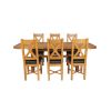 Country Oak 230cm Cross Leg Oval Table and 6 Grasmere Brown Leather Chairs - 5