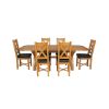 Country Oak 230cm Cross Leg Oval Table and 6 Grasmere Brown Leather Chairs - 6