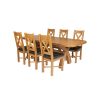Country Oak 230cm Cross Leg Oval Table and 6 Grasmere Brown Leather Chairs - 2
