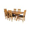 Country Oak 230cm Cross Leg Oval Table and 6 Grasmere Brown Leather Chairs - 7