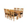 Country Oak 230cm Cross Leg Oval Table and 6 Grasmere Brown Leather Chairs - 8