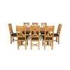 Country Oak 230cm Cross Leg Oval Table and 8 Grasmere Brown Leather Chairs - 3