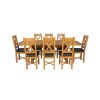 Country Oak 230cm Cross Leg Oval Table and 8 Grasmere Brown Leather Chairs - 4